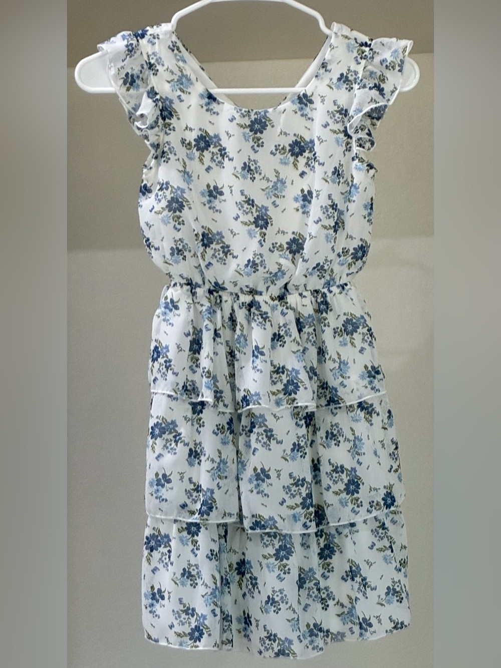 Lily Bleu White Dress with Blue Floral Print